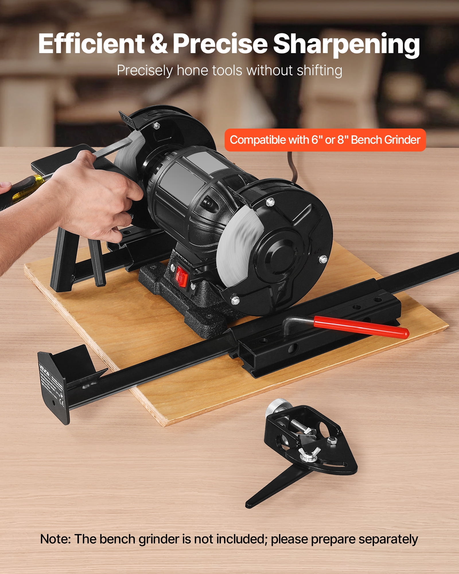 VEVOR Multi-Grind Sharpening System, Vari-Grind Pro Sharpening Jig Kit for 6" & 8" Bench Grinders – with Platform, Long Support Arm & Fingernail Gouge Jig, for Chisels, Woodturning, Plane Irons