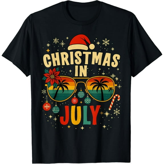 Christmas In July Sunglasses Beach Santa Hat Men Women Kid T-Shirt TShirt