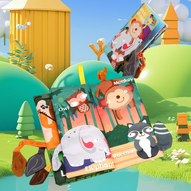 Libro de tela interactivo masticable para bebés | Libro de cuentos de tela suave e impermeable con sonido | Juguete para el desarrollo sensorial del aprendizaje temprano