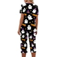 thumbnail image 4 of Women Halloween Pajamas Set Print Halloween Pj Set 2-Piece Outfit Short Sleeve Top and 7/8 Pants for Parties, Daily Wear Black L, 4 of 4
