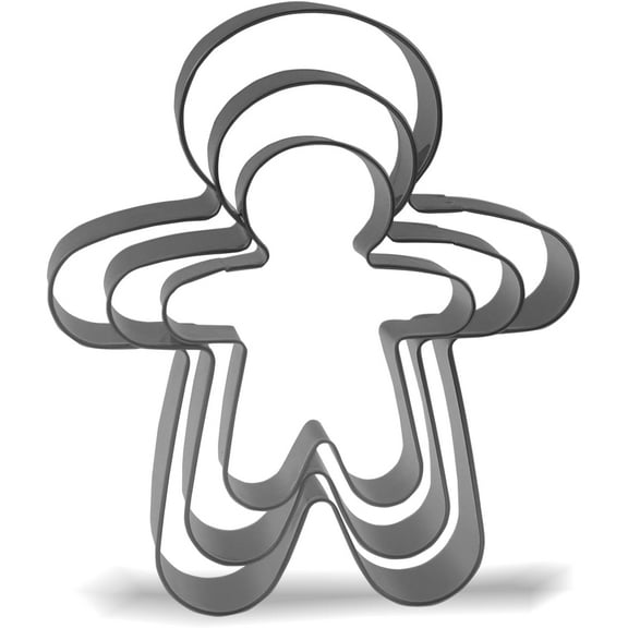 Gingerbread Man Cookie Cutter Set - 5”,4”,3” - 3 Piece - Stainless Steel