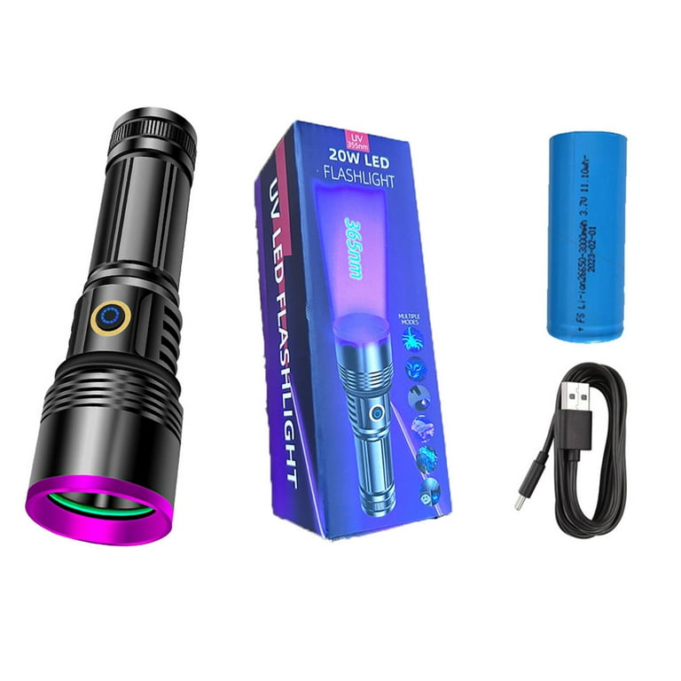 Lampe Torche UV 365 Nm 20W - Lampe Noire Rechargeable USB-C - Pour Détection Urine, Résine, Minéraux, Billets...
