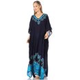 thumbnail image 5 of Sakkas Leonor Women's Boho Casual Long Maxi Caftan Dress Kaftan Cover-up LougeWear - 6-NavyTurq - One Size, 5 of 5