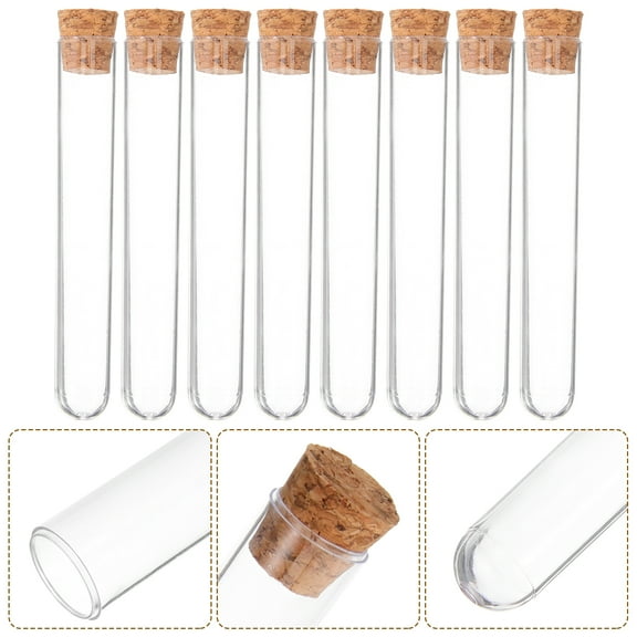 Squalise 30pcs Cork Test Tubes Clear Testing Storage Tube Smaple Lotion Vials for Scientific Experiments Party Bath Salt 7.8x1.3CM