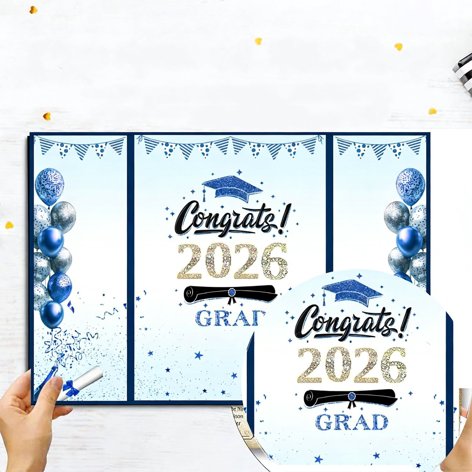 Graduation Season 1PC Guest Book, Black Signature Book with 2026 Grad Cap & Gold Confetti Design, for Graduation Party Sign-in, Birthday Gift, Graduation Signature, Retirement Farewell - Black, with