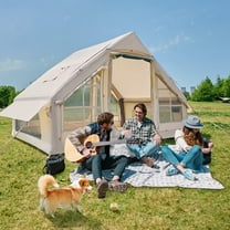 NAIZEA Inflatable Bell Tents for Camping, Blow Up Tent with Hand Pump, Easy Setup Inflatable Tent House, Waterproof Oxford Air Tent for Camping Adult, 4-6 Person Glamping Tents with Stove Jack