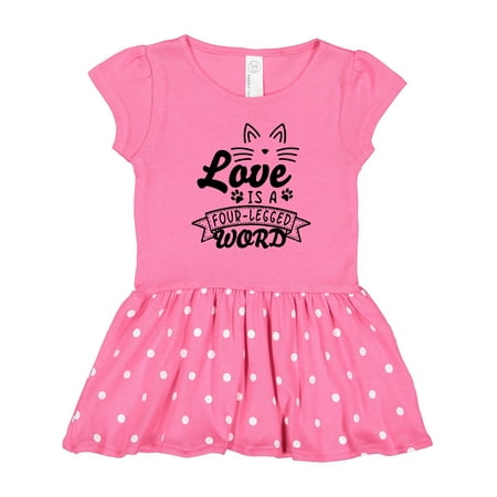 

Inktastic Love is a 4 Legged Word with Cat Ears and Whiskers Gift Toddler Girl Dress