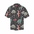 thumbnail image 3 of Nuevas camisas hawaianas de estilo de dibujos animados, camisa de manga corta con estampado 3D de dinosaurio de anime de gran tamaño para hombres, ropa Y2k, blusas Harajuku, 3 of 5