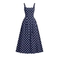 thumbnail image 4 of HAOTAGS Womens Polka Dot Dresses,Square Neck Sleeveless Cocktail Party Gown A-Line Dress Navy Size S, 4 of 9