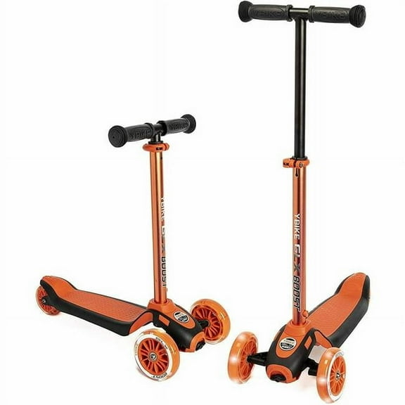 YBike YGLXB4 GLX Boost Scooter with Adjustable Steering & Handlebar Height for Kids, Orange