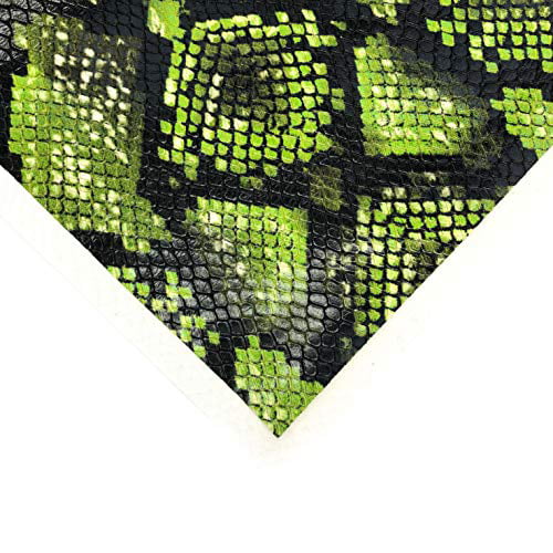 Cricut Sewing and More Genuine Snake Print Lambskin Leather: Bright Green Snakeskin Print Real Leather Sheet for Jewellery Making Kiwi Snake 978, 10x10In/ 25x25cm