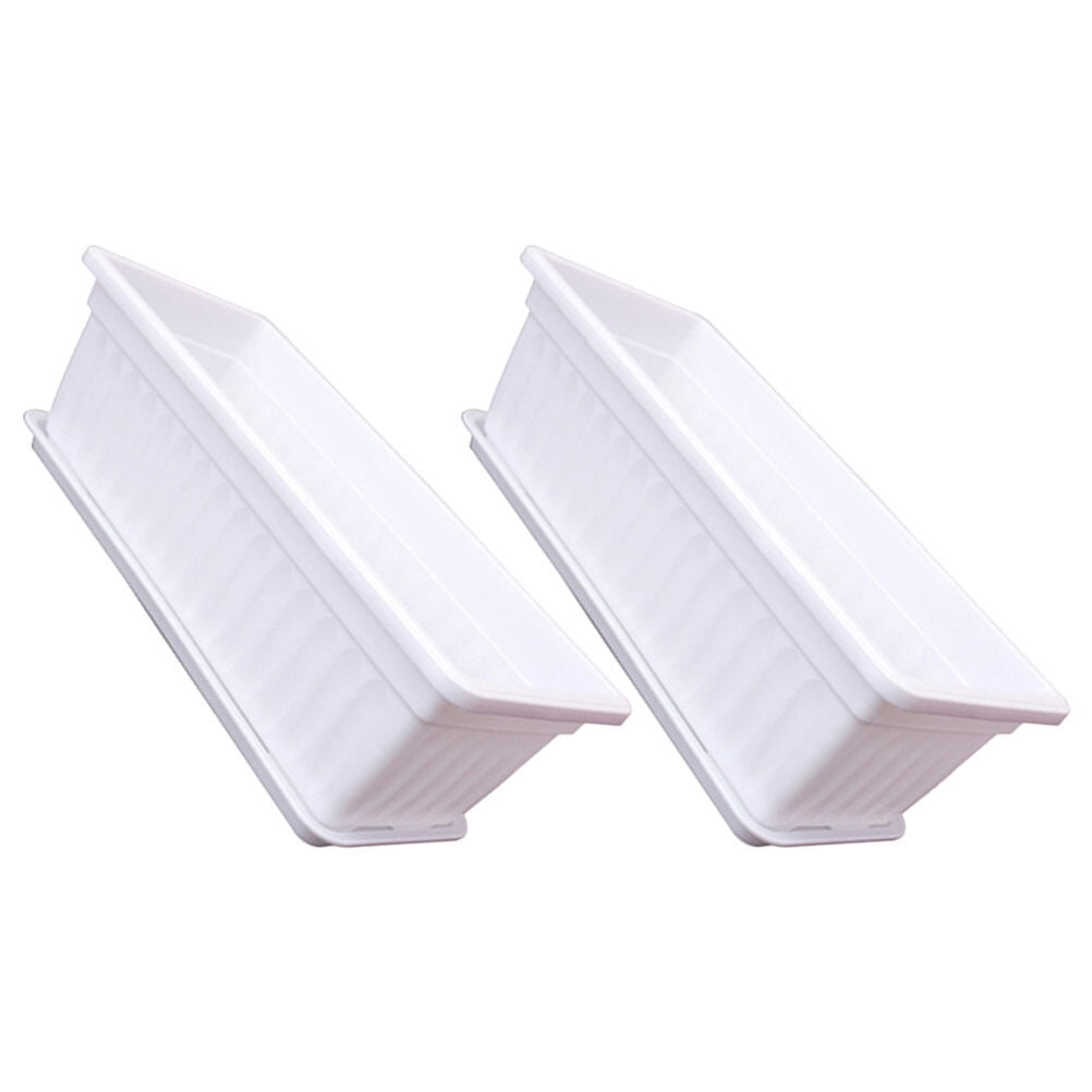 Zcyifa 2pcs Plastic Window Box Planter with Saucers for Indoor Outdoor Garden Balcony
