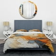 thumbnail image 3 of Designart "Orange Blue Line Art modern Expressionism" Abstract Bedding Covert Set - Line Art Orange Modern Bed Set With 2 Shams, 3 of 6