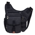 thumbnail image 1 of Bolso bandolera de hombro de lona vintage para hombre Bolso bandolera de patchwork de cuero en el pecho (03-4-NEGRO) KAUKKO FH03-4-NEGRO, 1 of 5