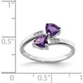 thumbnail image 3 of Sterling Silver Rhodium Amethyst & Diamond Heart Ring (Size 7) Made In India qdx425-7, 3 of 5