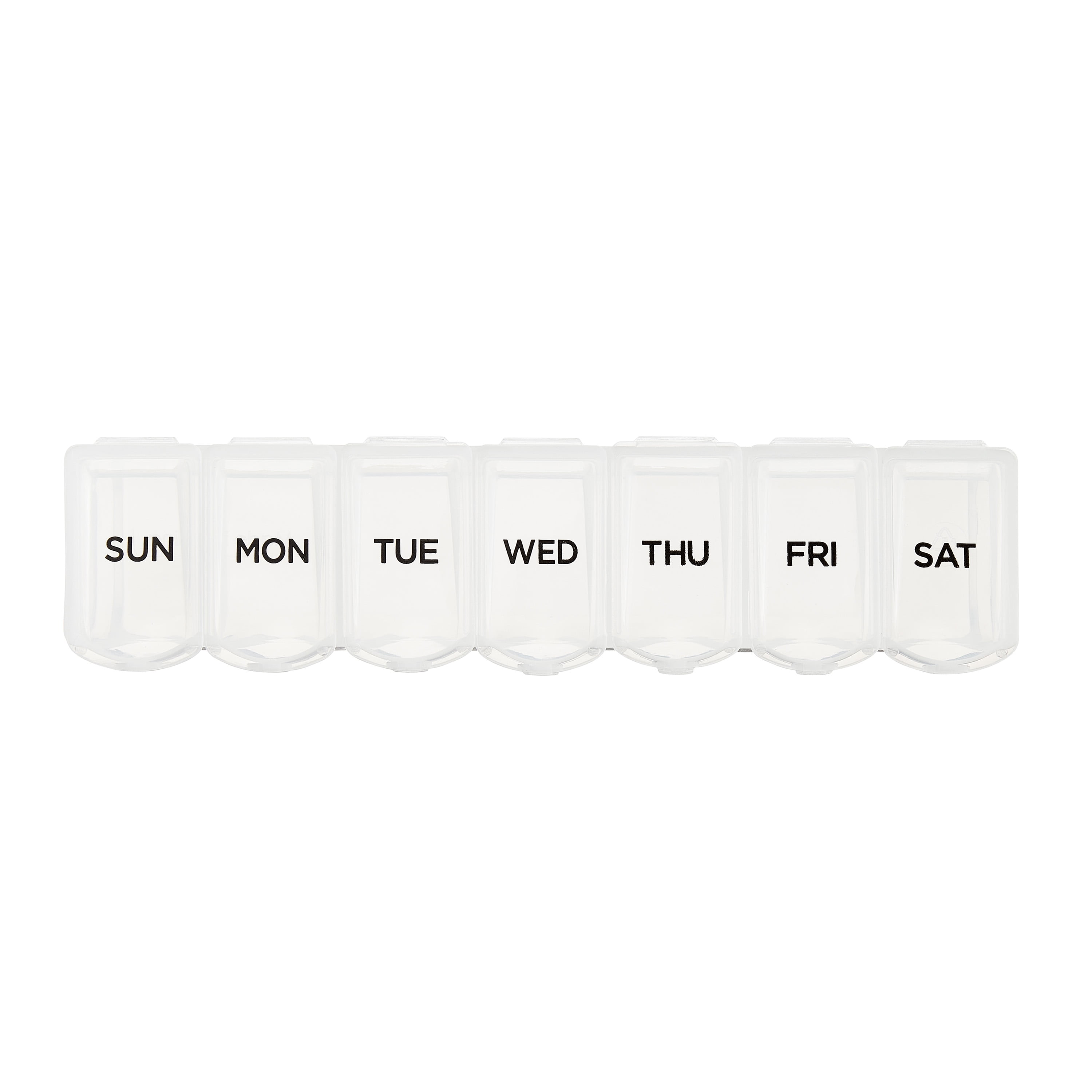 (4 pack) Equate Weekly Pill Planner, Portable Medicine Box with 7 Compartments, Travel-Friendly,