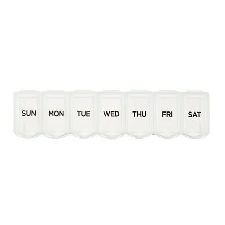 Equate Weekly  Pill Planner, Portable Medicine Box with 7 Compartments, Travel-Friendly,