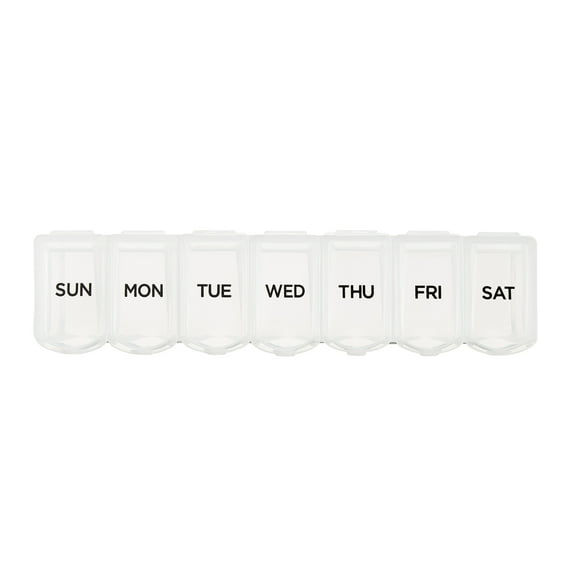 Equate Weekly  Pill Planner, Portable Medicine Box with 7 Compartments, Travel-Friendly,