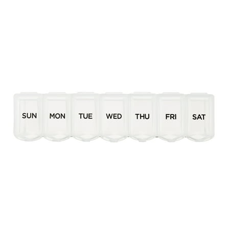 Equate Weekly Pill Planner, Portable Medicine Box with 7 Compartments, Travel-Friendly,