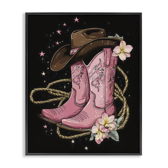 Stupell Industries Eclectic Western Chic Pink Boots Black Framed Giclee Art, 11 x 14, by Creative Studio