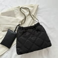 thumbnail image 3 of Bolso Mujer Acolchado Tote Hombro Bolso Casual De Moda Con Moneda Negro, 3 of 9