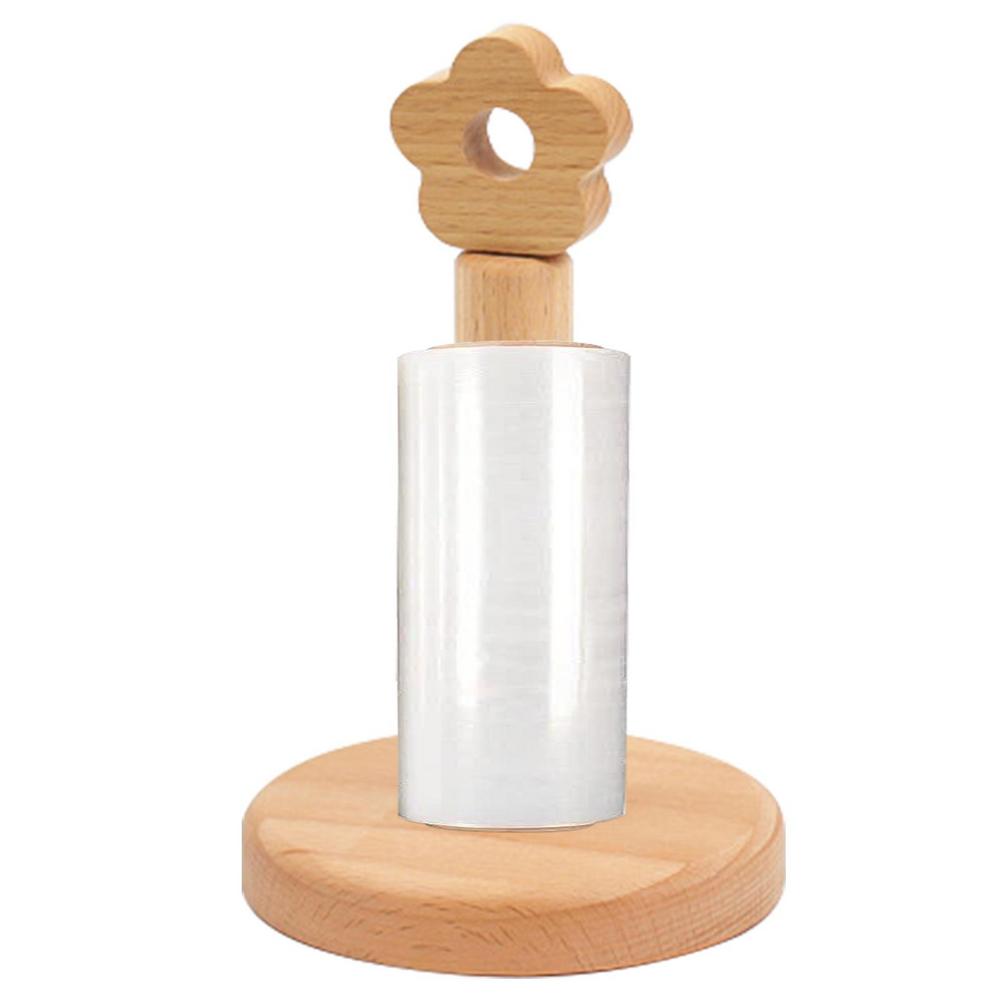 Wood Paper Towel Holder Hollow Flower Countertop Standing Paper Towel