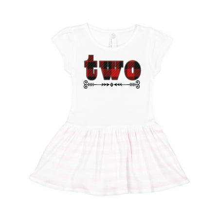 

Inktastic 2nd Birthday Buffalo Plaid Lumberjack Gift Toddler Girl Dress