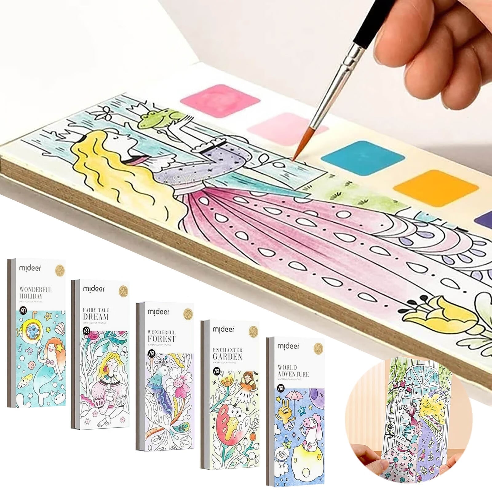 Pousbo Pocket Watercolor Painting Book, Wonderful Forest Paint with Water  Book Magic Water Coloring Books for Kids, Premium Watercolor Paint Bookmark
