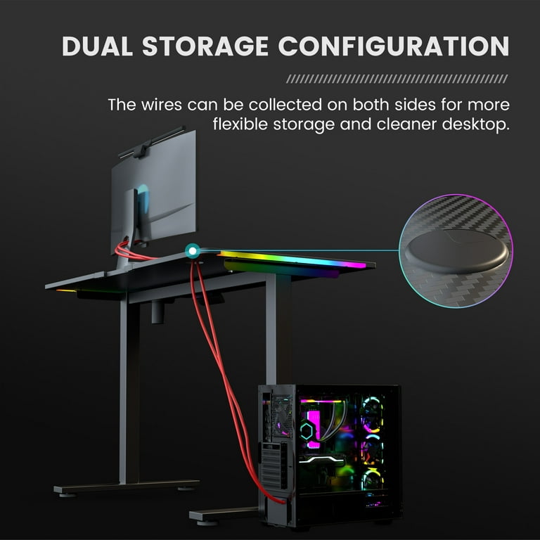 GTRACING Electric Adjustable Height Standing Gaming Desk with RGB Light and  Mouse Pad, Black 