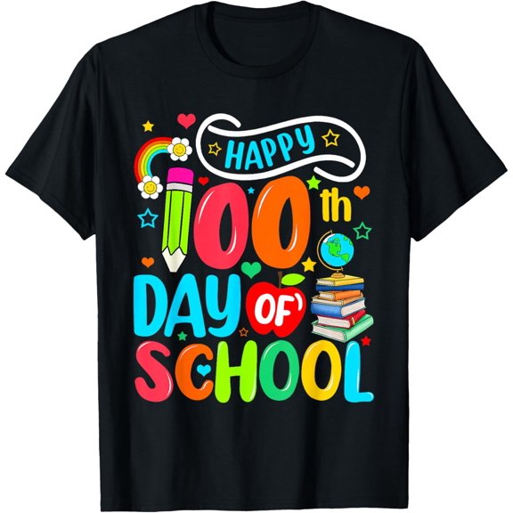 Groovy Happy 100th Day Student Cute Adult 100 Days of School Adult T-shirt