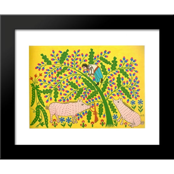 A Coward Went A-Hunting 20x24 Framed Art Print by Primachenko, Maria