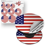 Decal Style Vinyl Skin Wrap 3 Pack for PopSockets USA American Flag 01 (POPSOCKET NOT INCLUDED) by WraptorSkinz