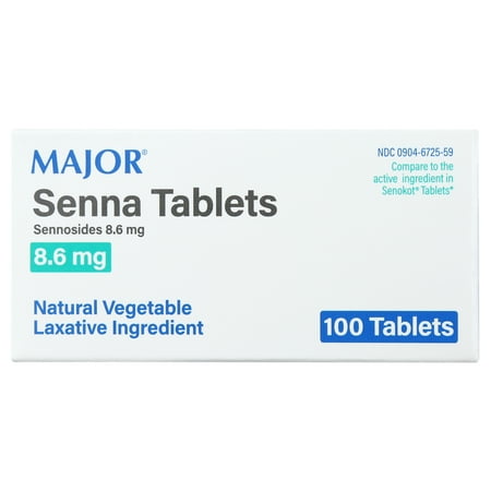 Senna Laxatives for Constipation 8.6 mg 100 Tablets | Generic for Senokot | Gentle Laxative | Constipation Relief for Adults | Natural Vegetable Laxative