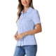 thumbnail image 4 of Camisa de botón INSPIRE CHIC para mujer con cuello, con contraste en los bordes, manga corta abullonada, talla XL, azul claro, 4 of 6