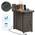 thumbnail image 5 of Uforic Farmhouse End Tables Set of 2, Side Tables Nightstand with Charging Station & Drawer, Dark Oak, 5 of 7