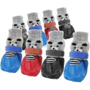 4pcs Pup Socks Dog Indoor Puppy Shoes for Small Dogs Cartoon Socks Breathable Socks Knit Socks Pet Cotton Socks Dog Socks Cartoon Pet Dog Socks Paw Dog Paw Dog Shoes Black Grasp
