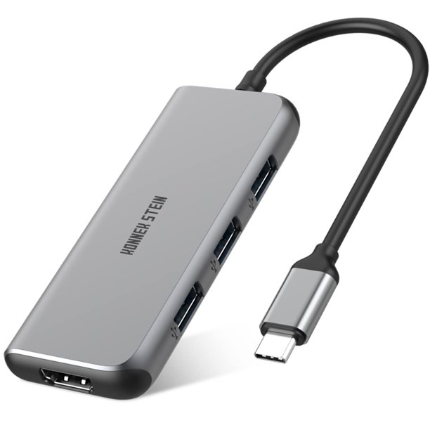 Konnek Stein Hub USB C, 7 en 1 Puerto USB C a 4k o 2K HDMI, Ranura SD Micro SD 2.0, 3 Puertos USB A, Puerto de Carga Tipo C, estación de Acoplamiento MacBook Pro XPS m&aacut Konnek Stein NA