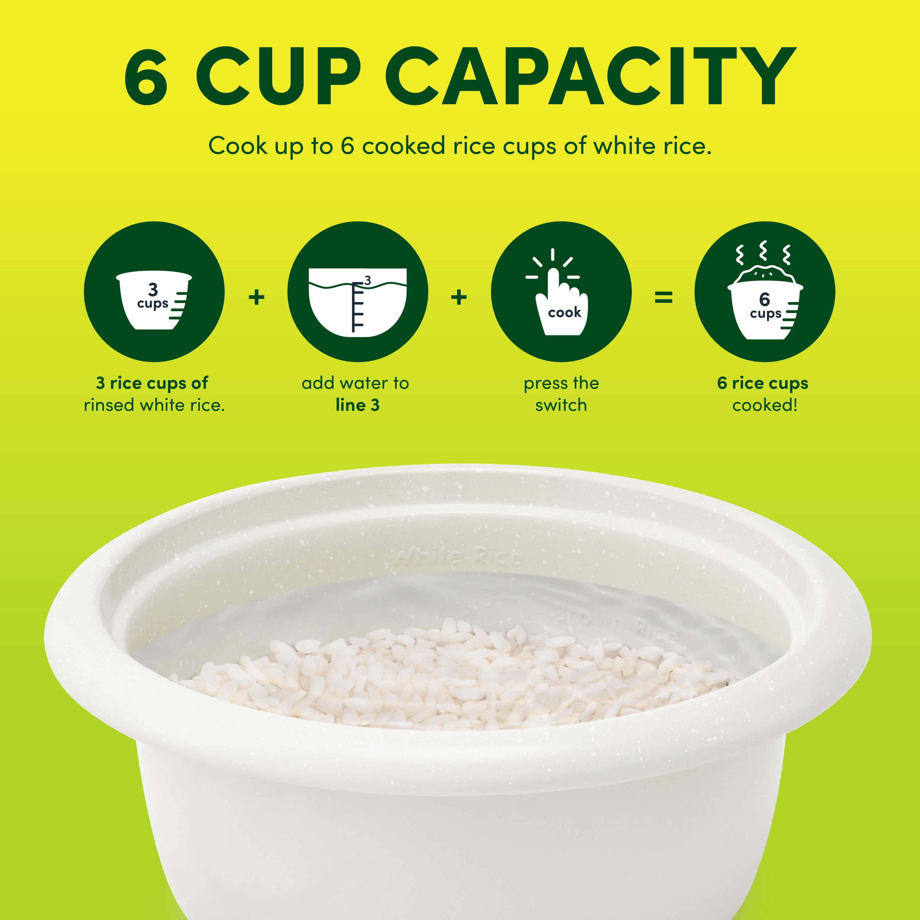 AROMA® 6-Cup Rice Cooker & Food Steamer with Bonded Granite® Nonstick Ceramic & Pop-Up Steam Tray - White