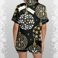 thumbnail image 4 of YuYuBao Women Pajamas Sets Christmas Snowflake Print Silk Satin Short Sleeve Button Tops Shorts Pajamas Nightwear, 4 of 6