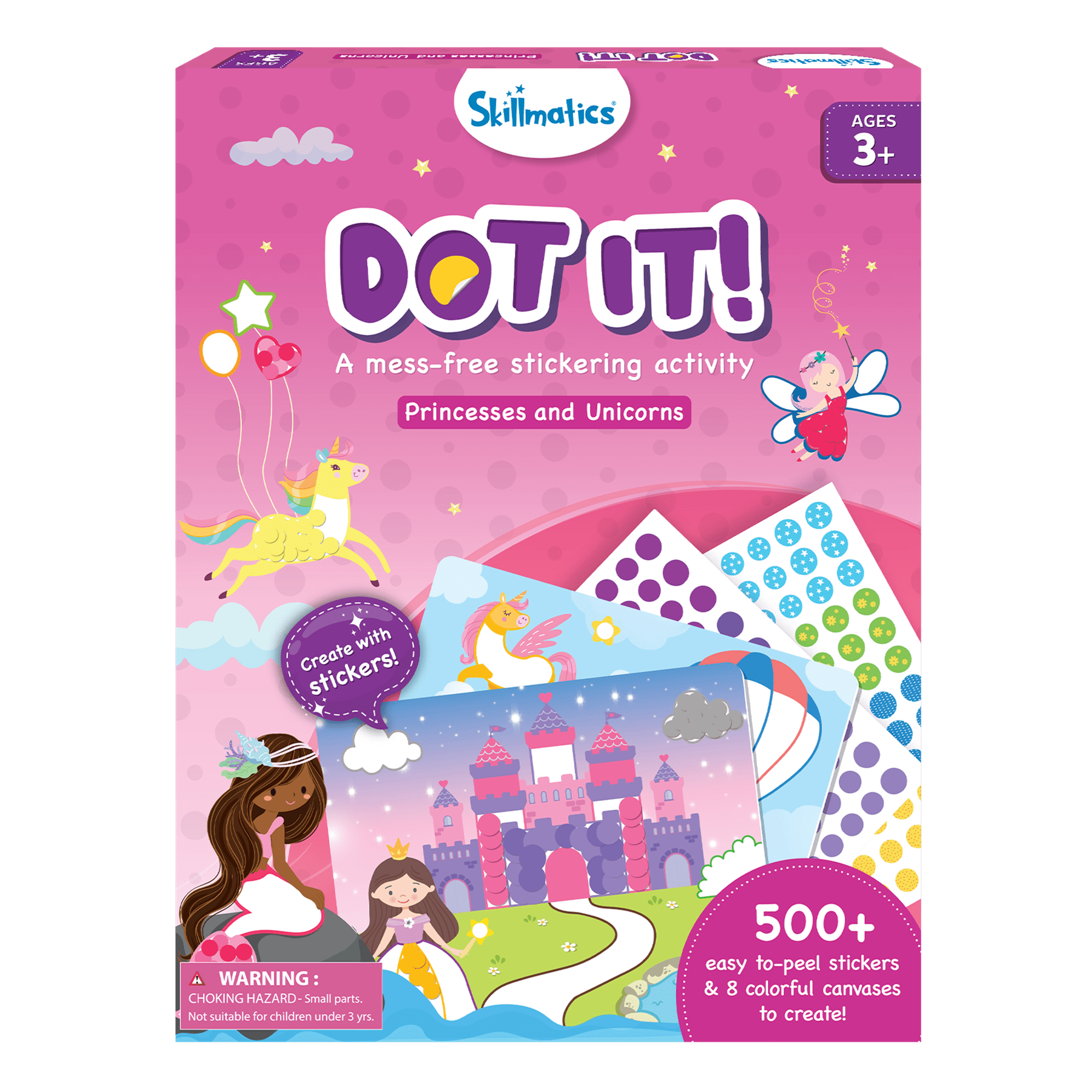 Skillmatics Dot It Sticker Art - Unicorns & Princesses, Mess-Free Fun for Kids, 500+ Stickers, Craft Kits, DIY Scrapbooking Activity, Travel Toys, Gifts for Girls & Boys Ages 3, 4, 5, 6, 7