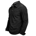 thumbnail image 4 of MXALUOB Men's Long Sleeve Golf Shirts Corduroy Turn Down Collar Shirt with Chest Pocket 3 Buttons Solid Color Textured Classic Tops, 4 of 5
