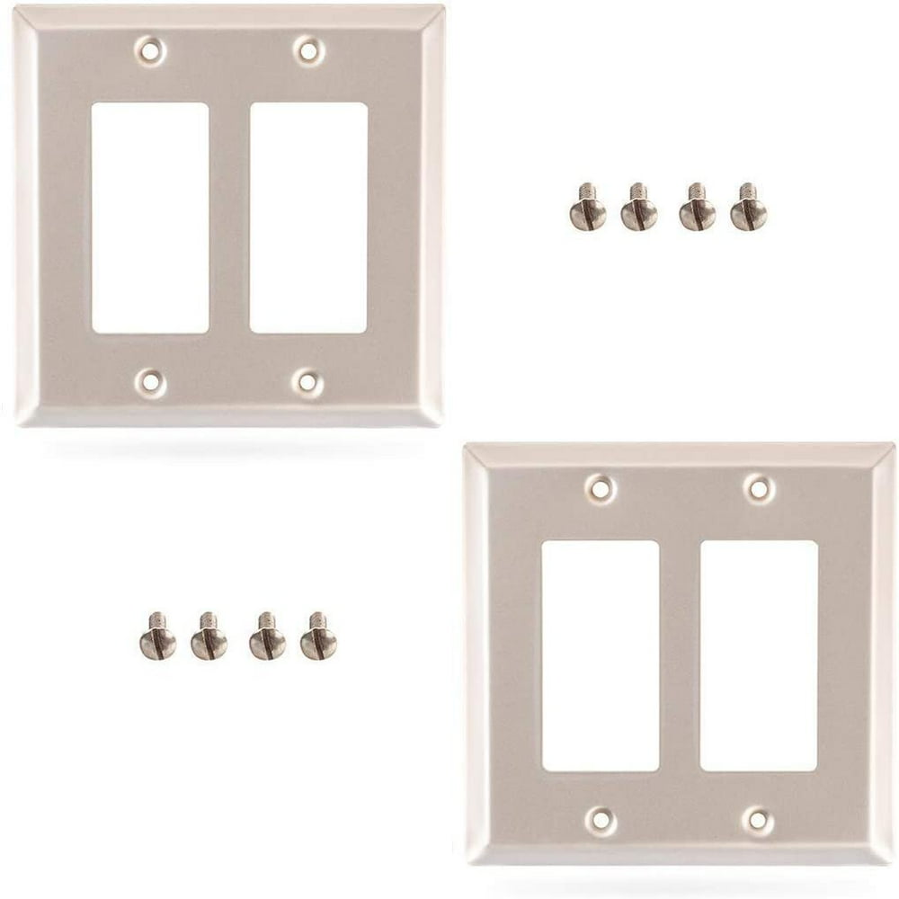 Sleeklighting 2 Pack Decorative Satin Nickel Outlet Covers 2 Gang