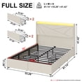 thumbnail image 3 of GUNAITO Full Size Bed Frame with 4 Storage Drawers, Velvet Upholstered LED Bed with USB Ports, Modern Wingback Headboard Bed with Bedside Storage Board, Beige, 3 of 7