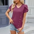 thumbnail image 2 of DeHolifer Women's Tank Tops Sleeveless V-Neck Button Solid Color Tank Tops Loose Casual Fashion Blouse Wine 2XL, 2 of 5