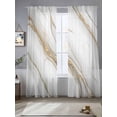 thumbnail image 3 of Sheer Curtains 84 Inches Long 2 Panels, Gray Gradient Marble Abstract Art Rod Pocket Curtain Voile Draperies, Gold Stripe Fluid Art Light Filtering Window Treatment for Living Room Kitchen Bedroom, 3 of 8