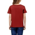 thumbnail image 5 of CCRFTGI Shirts for Teens Girl Casual Short Sleeve Bowknot Print Tops Summer Crewneck Shirt Preppy Soft Solid Clean Girl Aesthetic Red 7-8Y, 5 of 5