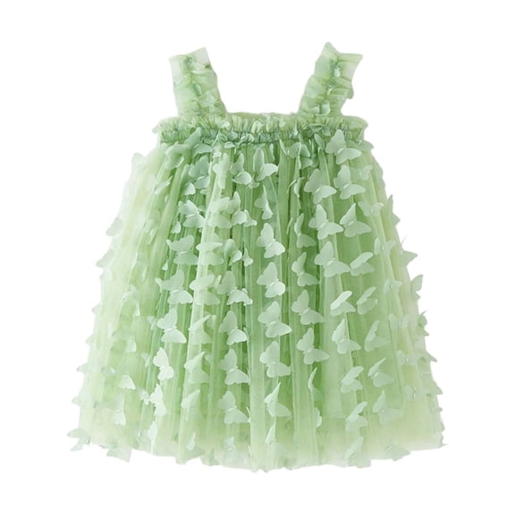 WhouRiu Dress for Infant Girls' Butterfly Sleeveless Party Mesh Dresses Kids Holiday Dance Party Comfortable Dress Green,Size 18-24 M