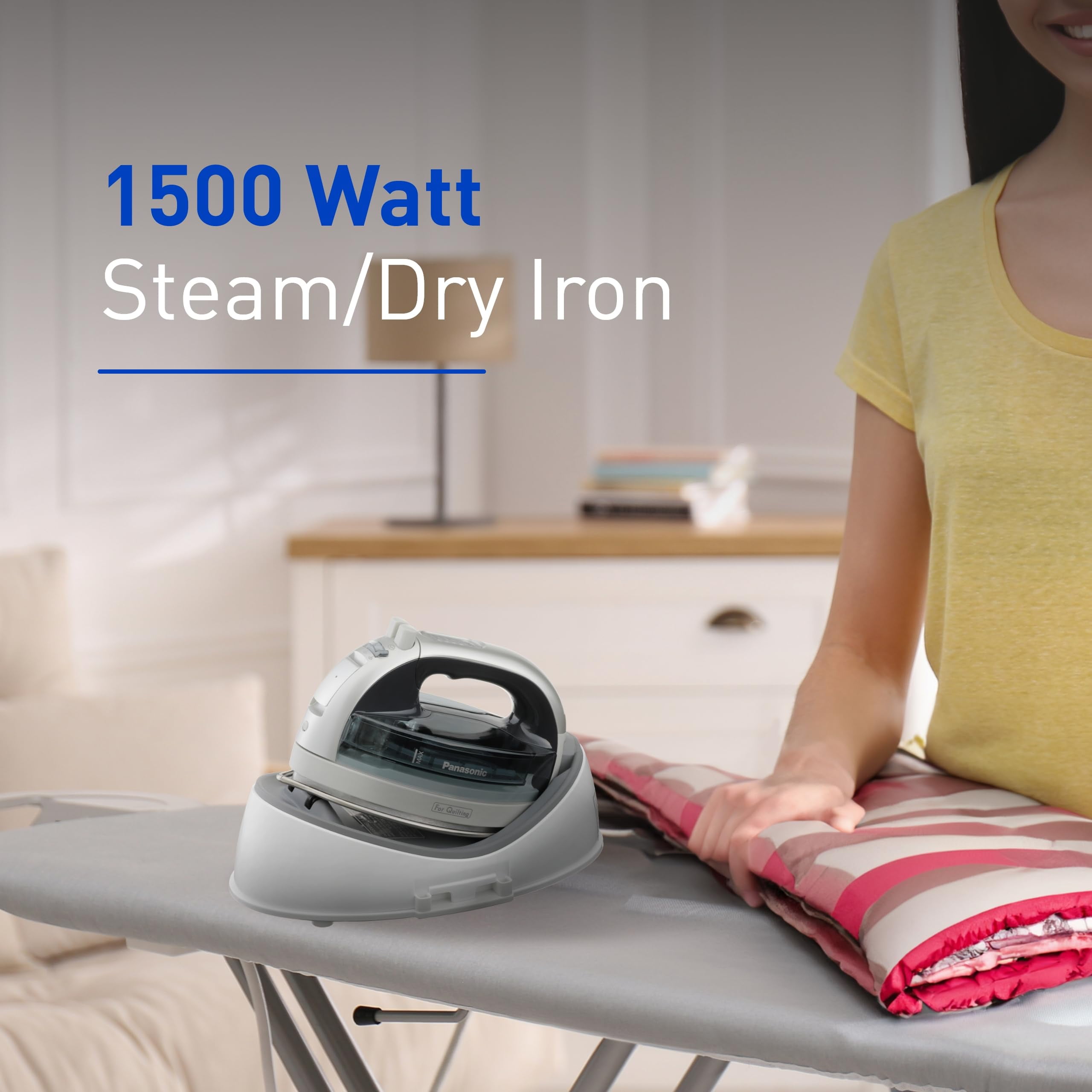 Panasonic Cordless Iron, Portable 360-Degree Freestyle Dry/Steam Iron with Precision Tips and Stainless Steel Soleplate, Anti-Calc and Anti-Drip, Power Base and Carrying/Storage - NI-QL1100L (Silver)