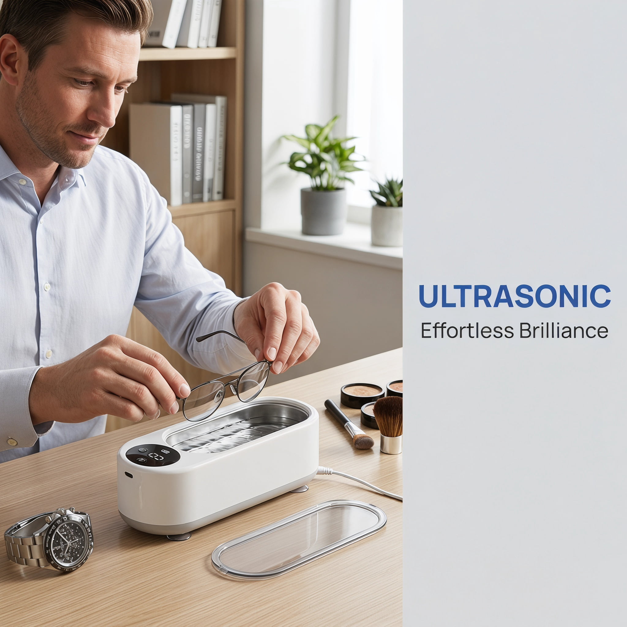 Professional Ultrasonic Jewelry Cleaner, 300mL Portable Eyeglass Cleaning Machine with Whisper-Quiet Tech,USB Powered Sonic Wash for Watches,Dentures, and Rings, One-Touch Operation for Home & Travel