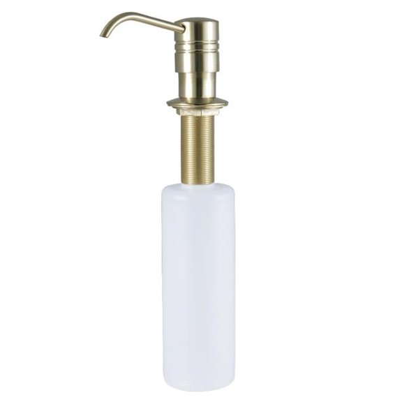 Straight Nozzle Metal Soap Dispenser  Brushed Brass